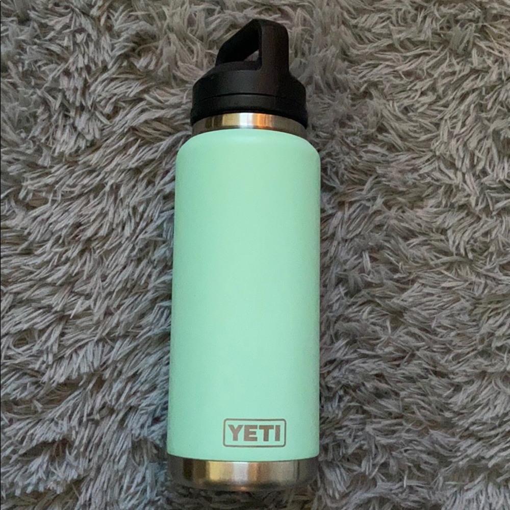 Yeti water bottle with chug nozzle. 36 ounces